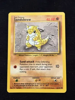 Sandshrew Base Set 62/102 - 1995, 96, 98 - Pokemon Card - Image 1