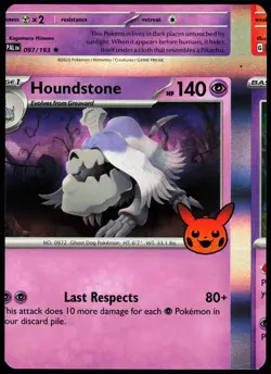 Pokemon Card - Error Miscut NFC Houndstone Trick or Trade 106/198 Holo Rare - Image 1