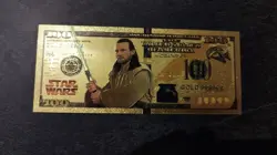 Billet Star Wars Qui-Gon Jinn OR Collector Gold Dore card carte Goodies Ticket - Image 1