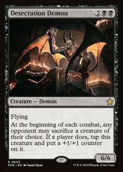 Desecration Demon, Foundations, Near Mint x 1 MTG - Image 1