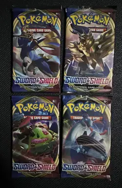 Pokemon Sword & Shield Base Set Booster Pack Art Set - 4 Packs NEW SEALED - Image 1