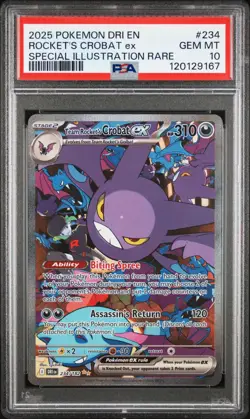 Pokemon S&V Destined Rivals #234 SIR Team Rocket's Crobat ex PSA 10 Gem Mint - Image 1