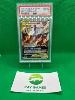 Pokemon TCG Espeon & Deoxys GX SM240 Black Star Promo Tag Team Full Art PSA 8 - Image 1
