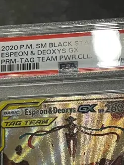 Pokemon TCG Espeon & Deoxys GX SM240 Black Star Promo Tag Team Full Art PSA 8 - Image 4