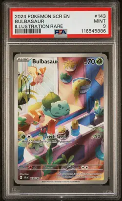 Bulbasaur Illustration Rare Pokemon Scr En-Stellar Crown 143 NM PSA 9 - Image 1
