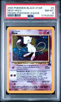2000 POKEMON PROMO BLACK STAR 9 MEW HOLO POKEMON LEAGUE PSA 8 - Image 1