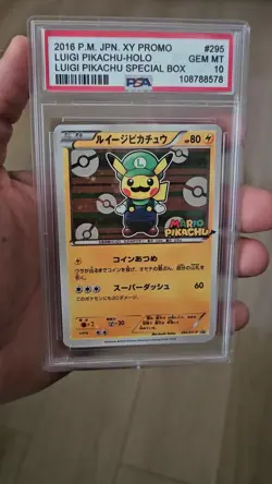 custom made gift 2016 Pokemon XY Promo Japanese Luigi Pikachu #295XYP PSA 10 - Image 2