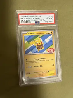 2024 POKEMON INDONESIAN SV-P PROMO #155 PIKACHU IN BATIK SHIRT PSA 10 - Image 1