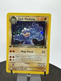 DARK MACHAMP 10/82 1st Edition Team Rocket Holo Rare 2000 Pokemon Card - Image 2