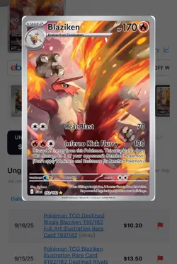 Pokemon TCG Destined Rivals Blaziken 192/182 Full Art Illustration Rare Card - Image 2
