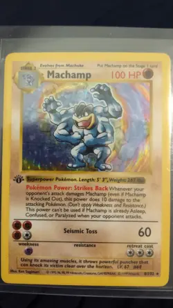 Pokemon TCG1999 Machamp 8/102 Base Set-1st Edition/Shadowless Holo/Rare(Perfect) - Image 1