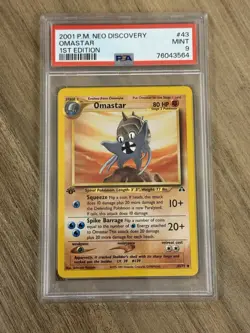 Pokemon 2001 1st Edition Neo Discovery Omastar 43/75 PSA 9 - Image 1