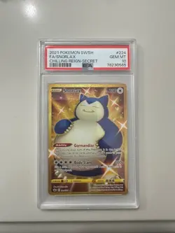 Snorlax 224/198 Chilling Reign Pokemon PSA 10 Gem Mint Gold Secret Rare - Image 1