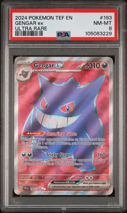 2024 POKEMON TEF EN-TEMPORAL FORCES ULTRA RARE #193 GENGAR EX PSA 8 - Image 1
