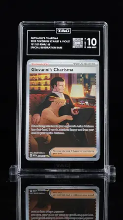 TAG 10 (GEM MINT) Pokemon TCG Giovanni's Charisma 204/165 SIR - Image 1