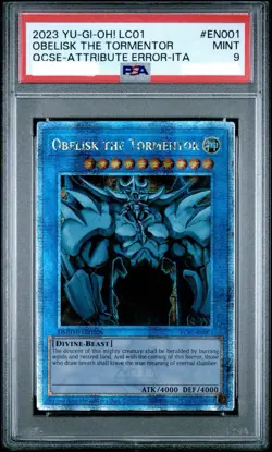 OBELISK THE TORMENTOR EN001 2023 YU-GI-OH! LC01- 25TH Anniversary ERROR PSA 9 - Image 1