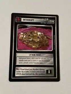 Star Trek CCG Interrupt Latinum Payoff Black Boarder Card - Image 1