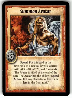 Warlord: Saga of the Storm CCG Preview Set Promo Card Summon Avatar - Image 1