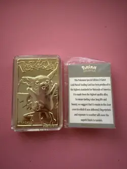 Pikachu #25 23 Karat Gold Plated Pokemon Trading Card Burger King Promo w/case - Image 3