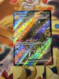 Espathra ex Shiny Ultra Rare 214/091 Sv: Paldean Fates Pokemon Card Near Mint - Image 1