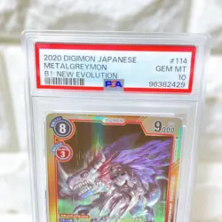 Digimon Card MetalGreymon BT1-114 SEC Parallel PSA10 Gem Mint Condition - Image 3