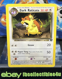 Dark Raticate 51/82 Unlimited Team Rocket NM-Mint Vintage Pokemon Card F/S - Image 1