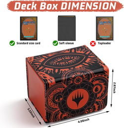 Deck Box for MTG Cards, Trading Commander Deck Case Holds 120+ Sleeved Cards, PU - Image 2