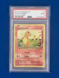 2016 Pokemon XY Charmander Evolutions #9 PSA 9 - Image 1