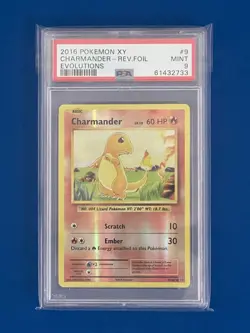 2016 Pokemon XY Charmander - Reverse Foil Evolutions #9 PSA 9 - Image 1