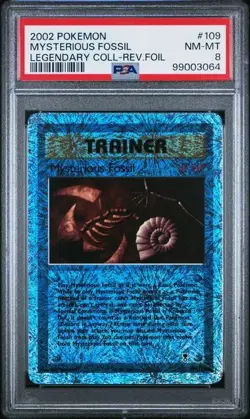 2002 POKEMON LEGENDARY COLLECTION #109 MYSTERIOUS FOSSIL REVERSE HOLO PSA 8 - Image 1