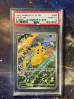 PSA 10 Gem Mint Pikachu 088 Black Star Promo - Pokemon Paldea Adventure Chest - Image 1