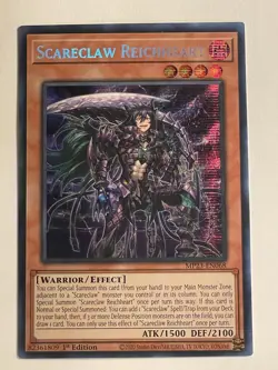 1X Yugioh Scareclaw Reichheart MP23-EN068 Prismatic Secret Rare 1st Edition NM - Image 1