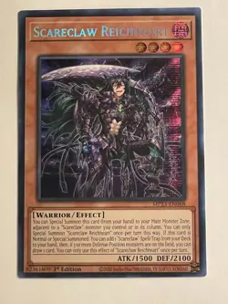 1X Yugioh Scareclaw Reichheart MP23-EN068 Prismatic Secret Rare 1st Edition NM - Image 2