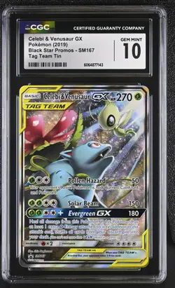 CGC 10 GEM MINT Celebi & Venusaur GX Black Star Promo SM167 Pokemon Card - Image 1