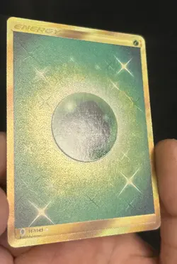 Pokemon TCG Gold Grass Leaf Energy Secret Rare 167/145 Sm Guardians Rising Holo - Image 2