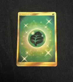 Pokemon TCG Gold Grass Leaf Energy Secret Rare 167/145 Sm Guardians Rising Holo - Image 3