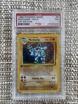 Pokemon Machamp 8/102 1st Edition Holo Rare - Base Set - Pokemon Game - PSA 7 NM - Image 1