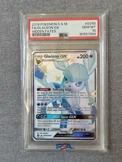 Pokemon Glaceon GX Hidden Fates Full Art #SV55 PSA 10 Gem Mint - Image 1