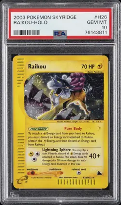 2003 POKEMON SKYRIDGE #H26 RAIKOU-HOLO PSA 10 - Image 1