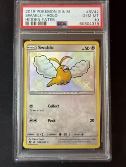 Swablu SV42/SV94 PSA 10 Gem Mint Baby Shiny 2019 Pokemon Hidden Fates - Image 1