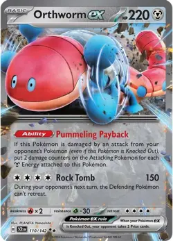 Pokemon Orthworm ex (110/185) Stellar Crown LP HOLO - Image 1