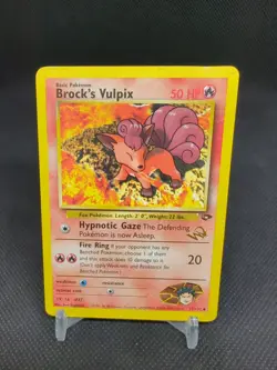 2000 Pokemon Gym Challenge Brock s Vulpix Gold WOTC Wizard Stamp Promo 37/132 - Image 1