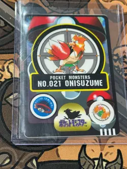1997 Pokemon Pocket Monsters Onisuzume Spearow No. 021 Sealdass Sticker Japanese - Image 1