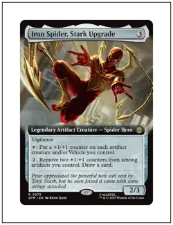 1x Iron Spider, Stark Upgrade, Extended Art, Spider-Man Marvel Magic, MTG NM - Image 1