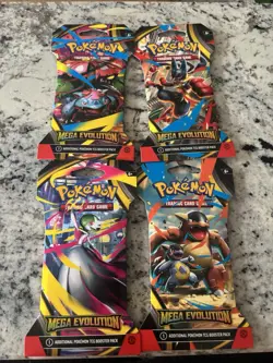 Pokemon TCG - Mega Evolution 4 Packs -Booster Blister Art Set - Image 1