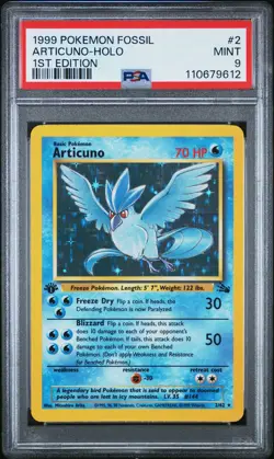 1999 POKEMON FOSSIL 1ST ED #2 ARTICUNO-HOLO PSA 9 - Image 1