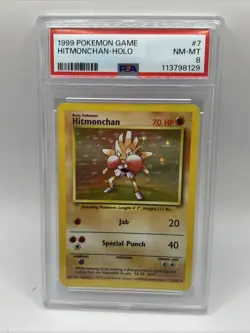 1999 Pokemon Game Hitmonchan Holo 7/102 PSA 8 Near Mint - Image 1
