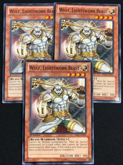 YUGIOH ~ WULF, LIGHTSWORN BEAST x3 ~ 1ST EDITION COMMON ~ SDLI-EN010 - Image 1