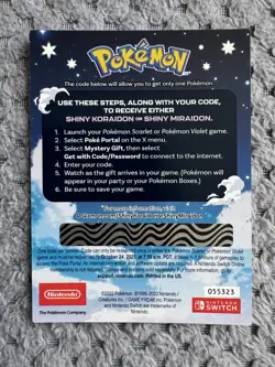 GameStop Scarlet & Violet Shiny Koraidon/Miraidon Promo Card NEW UNSCRATCHED - Image 2