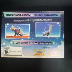 Shiny Miraidon Koraidon Code GameStop Pokemon - Physical PROMO Card- Unused Code - Image 1